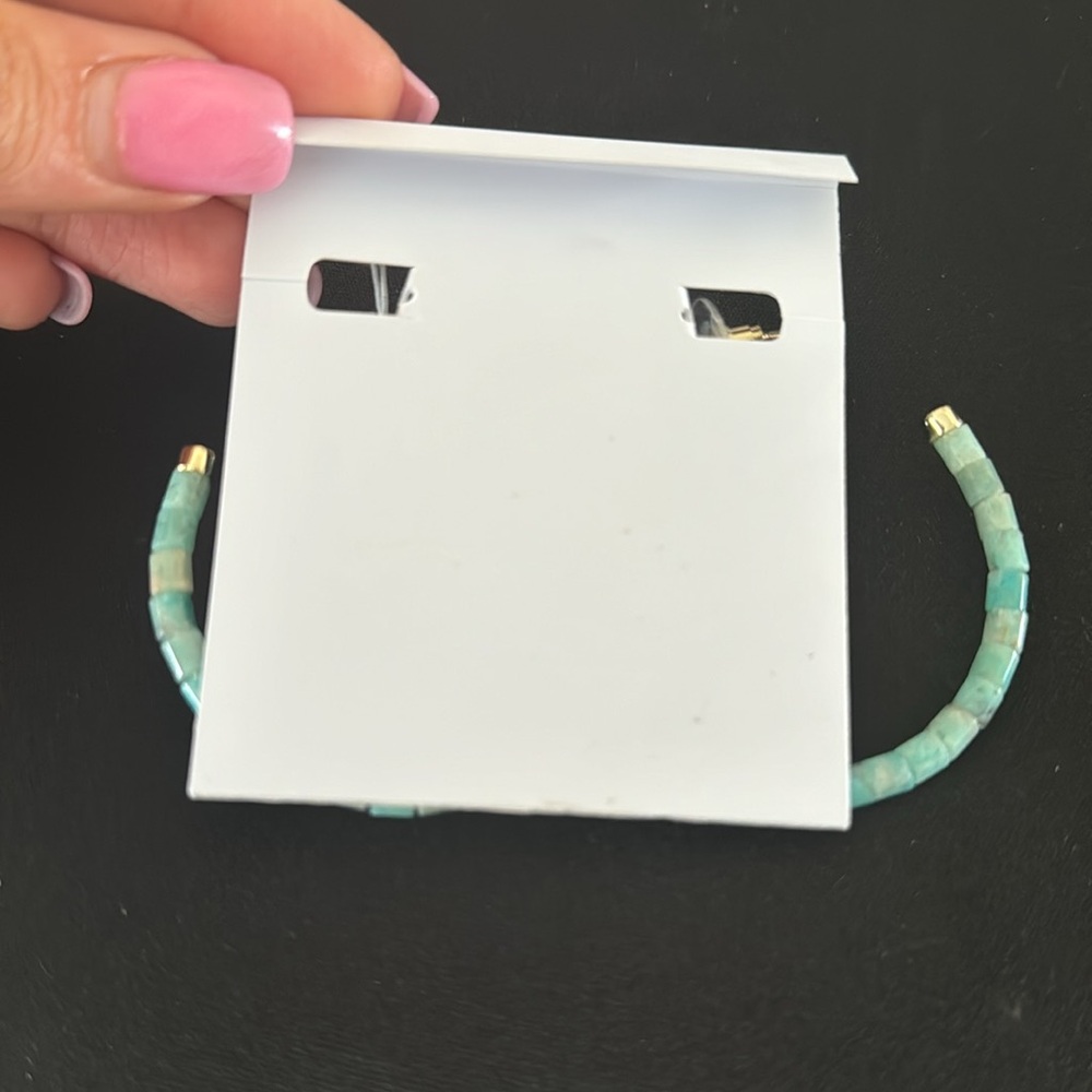 Kendra Scott Insley Gold Hoop Earrings In Teal Amazonite, BRAND NEW, $98 - Picture 5 of 5